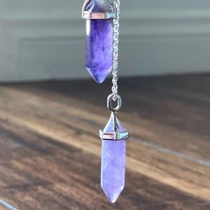 💎💜 Natural Amethyst Crystal Pendant Chakra Reiki Healing (1) with chain/rope